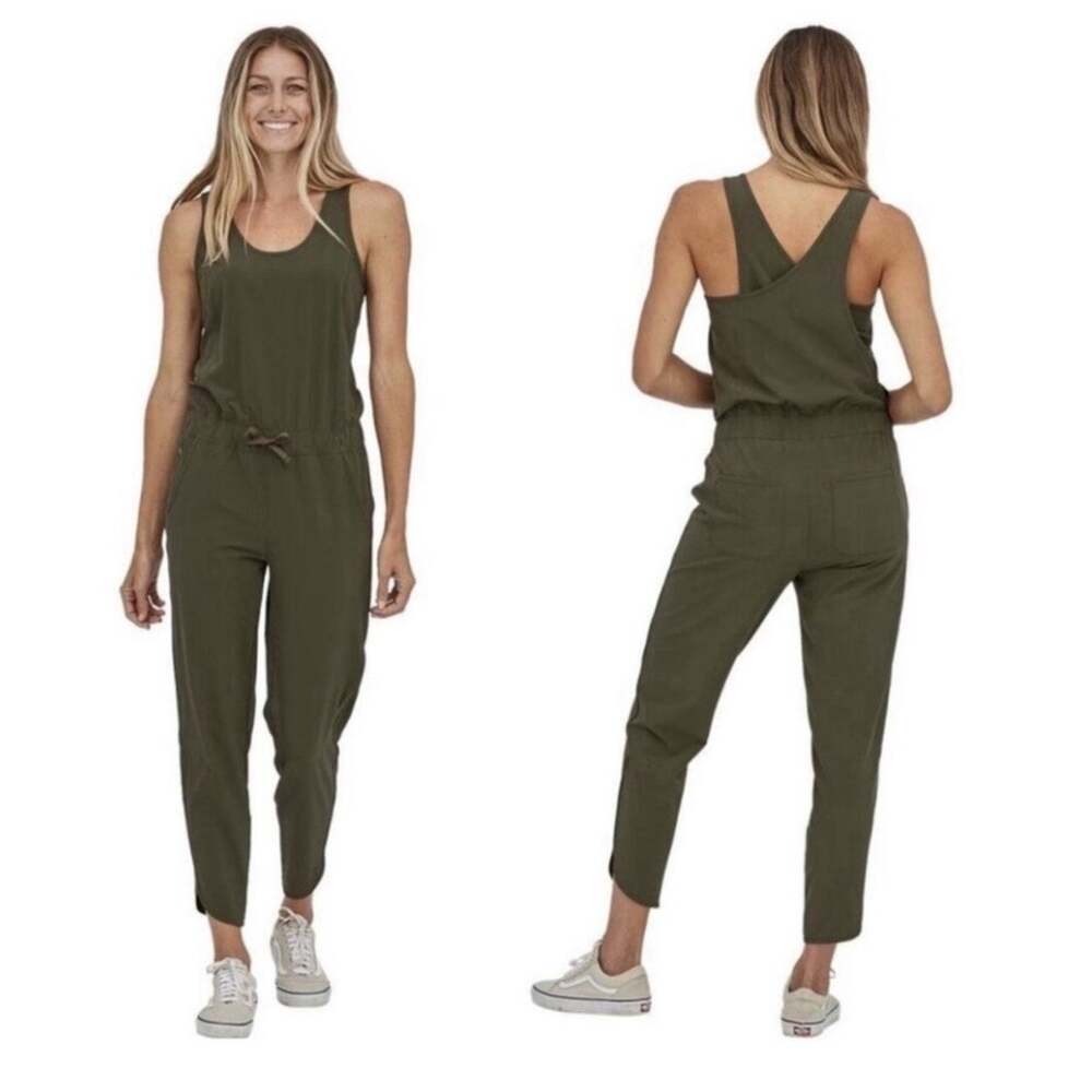 Patagonia Women's Fleetwith Romper Hiking Jumpsuit Size XL Basin Green Outdoor